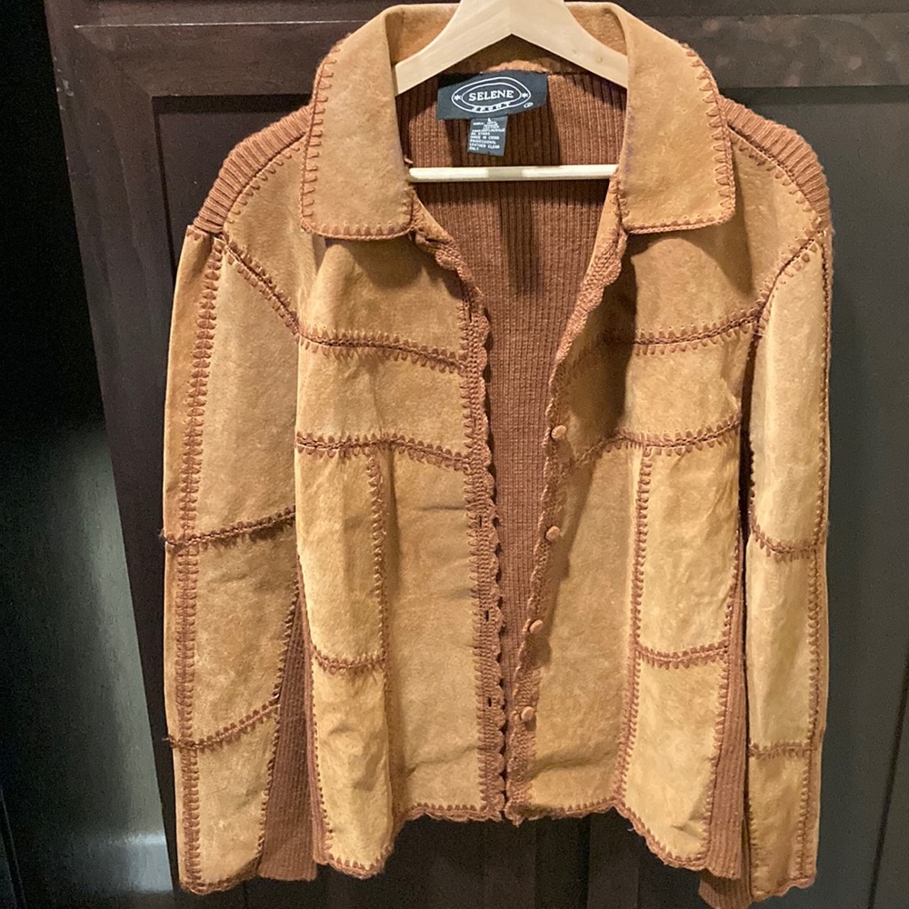 Women’s Selene Leather jacket, light brown (camel color) size L